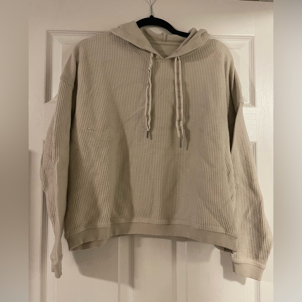 Cream Aerie Ribbed Hoodie- Large